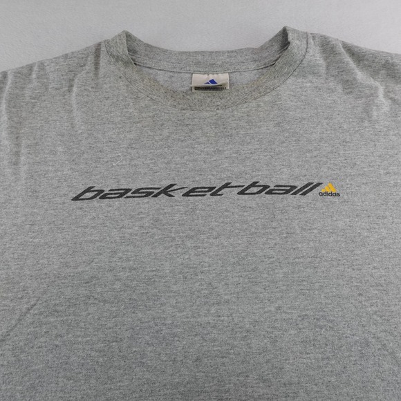 Adidas Shirt Mens XL Gray Basketball Logo Graphic Y2K 00s Flaws - Picture 2 of 14